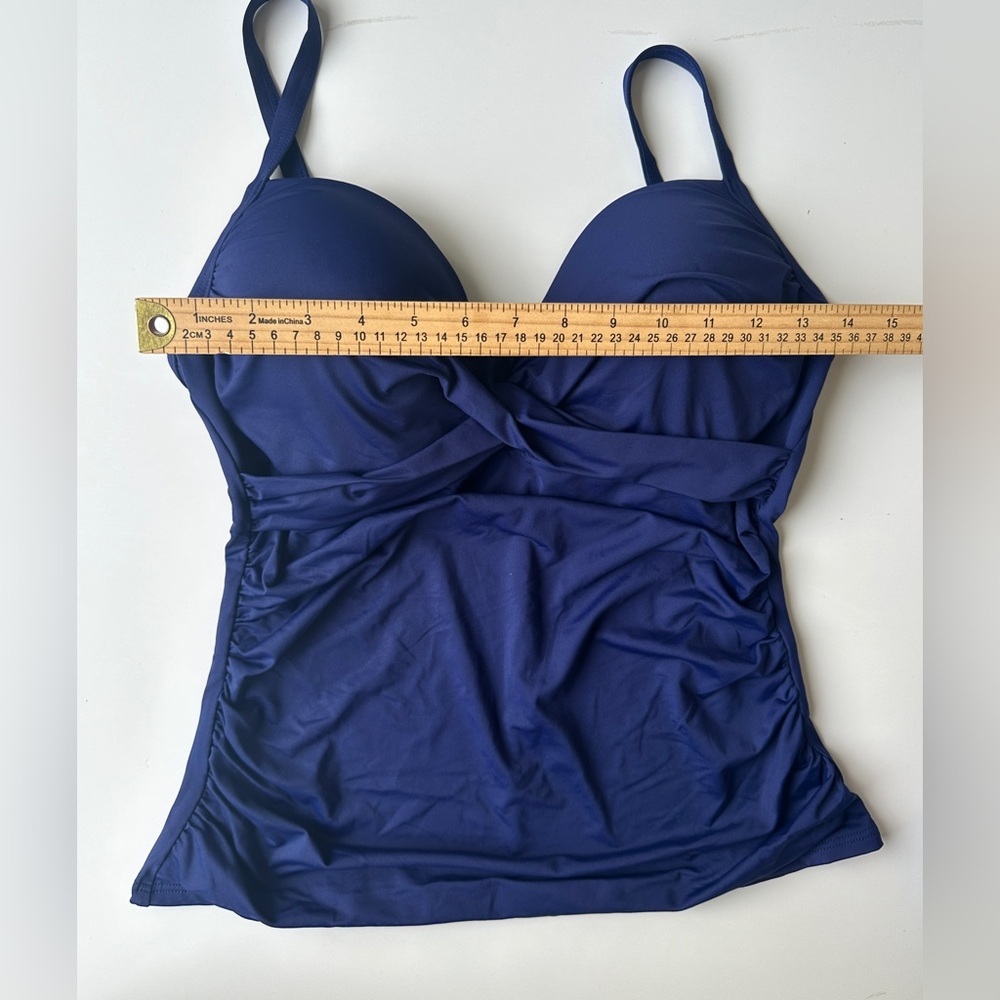 NWT Soma Swim Twist Tankini True Blue Underwire Bathing Suit Top Women’s Medium - Picture 6 of 8